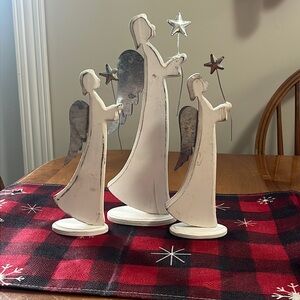 Trio of Wooden & Metal Angels